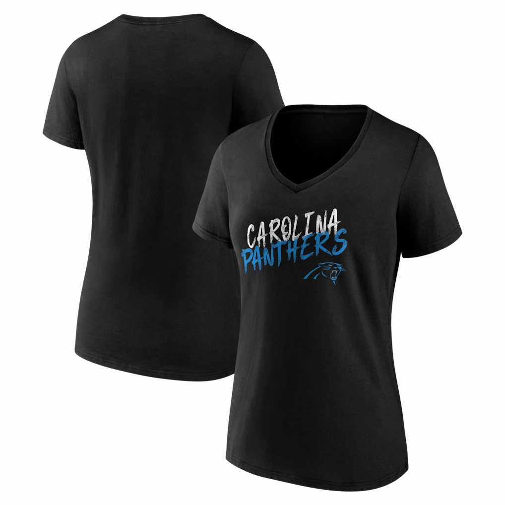 Carolina Panthers Women's Hustle V-Neck T-Shirt - Black on sale