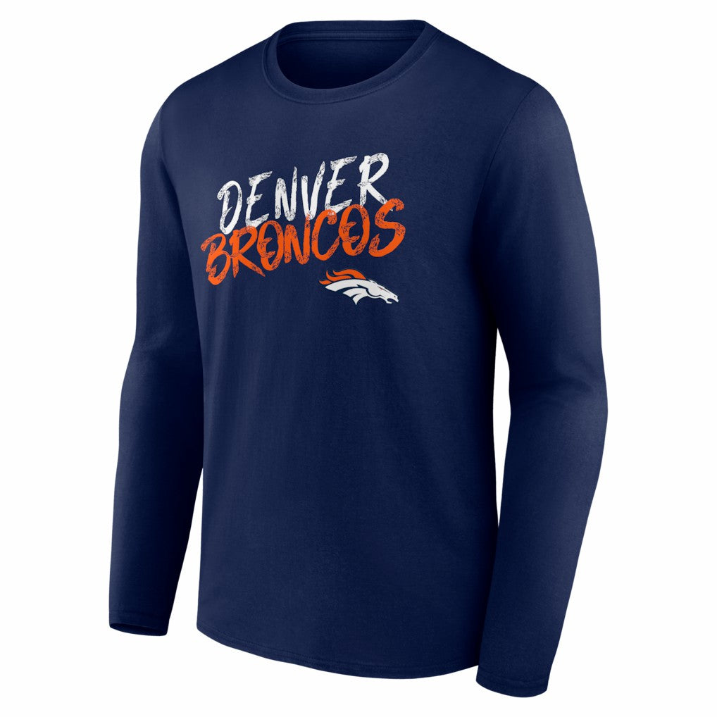 Denver Broncos Hustle Long Sleeve T-Shirt - Navy for sale