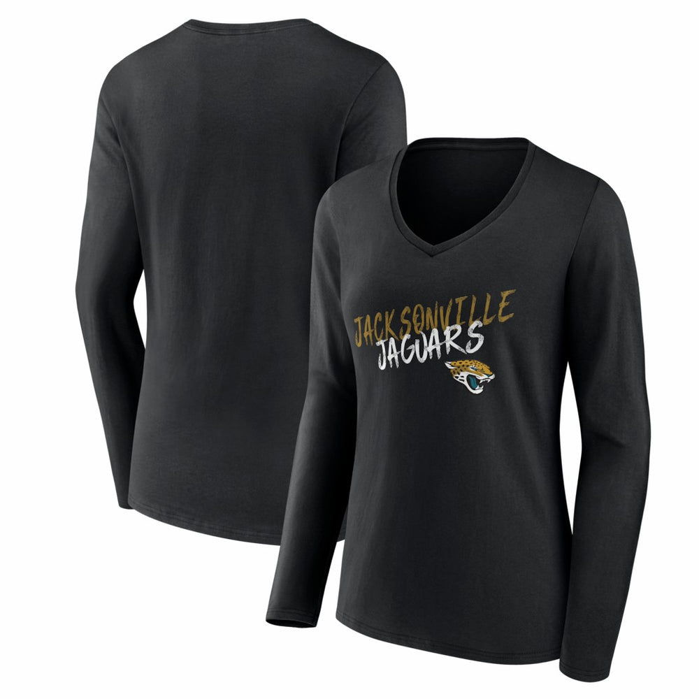 Jacksonville Jaguars Women's Hustle Long Sleeve V-Neck T-Shirt - Black cheap