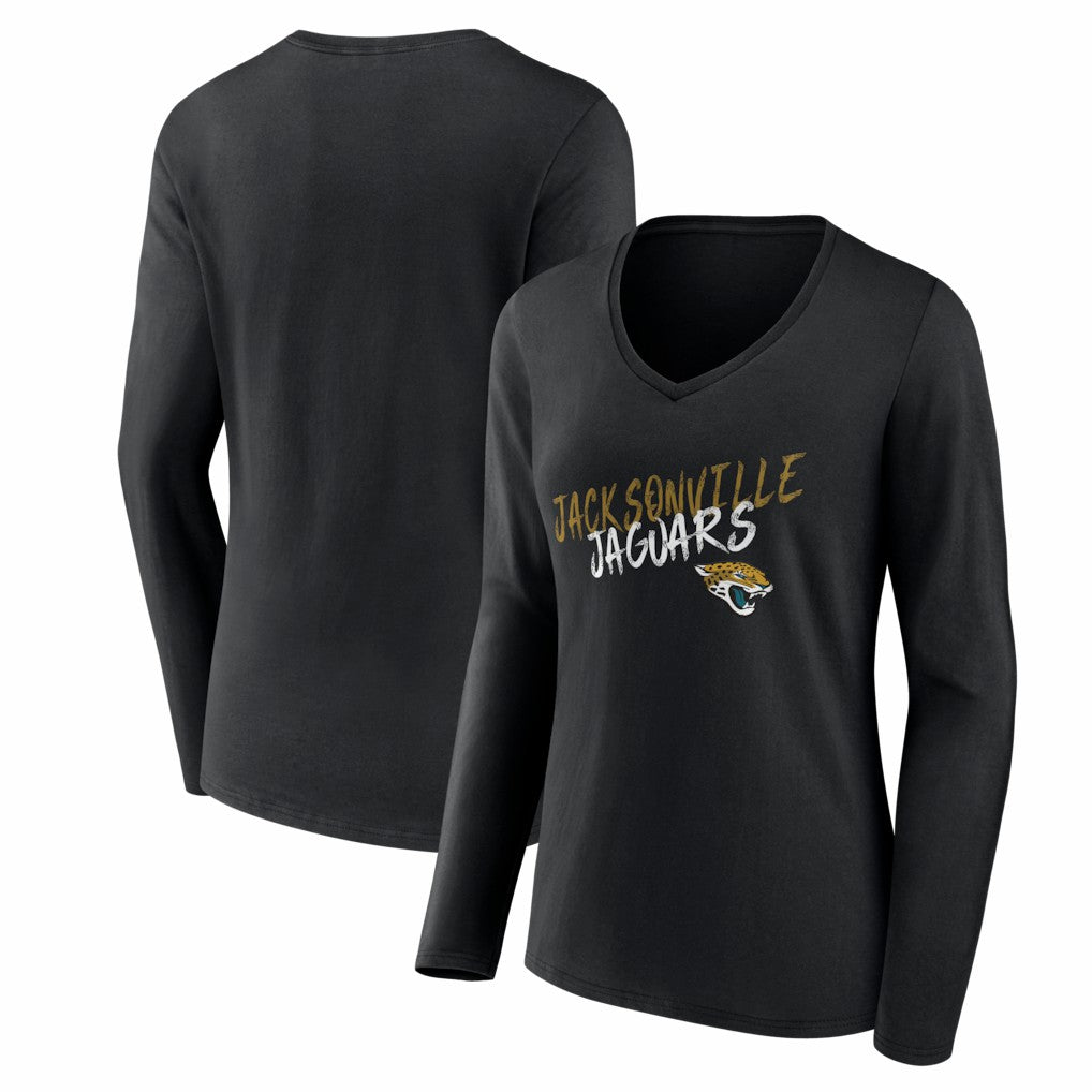 Jacksonville Jaguars Women's Hustle Long Sleeve V-Neck T-Shirt - Black cheap