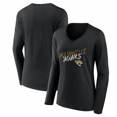 Jacksonville Jaguars Women's Hustle Long Sleeve V-Neck T-Shirt - Black cheap