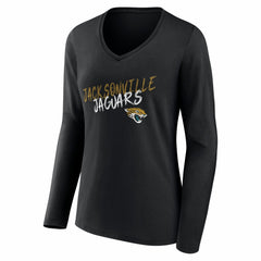 Jacksonville Jaguars Women's Hustle Long Sleeve V-Neck T-Shirt - Black cheap