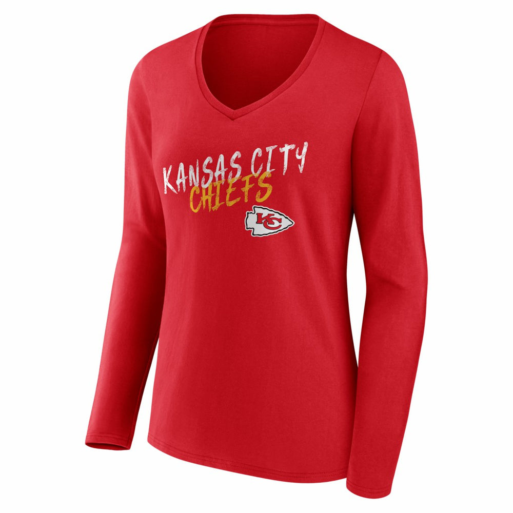 Kansas City Chiefs Women's Hustle Long Sleeve V-Neck T-Shirt - Red discount