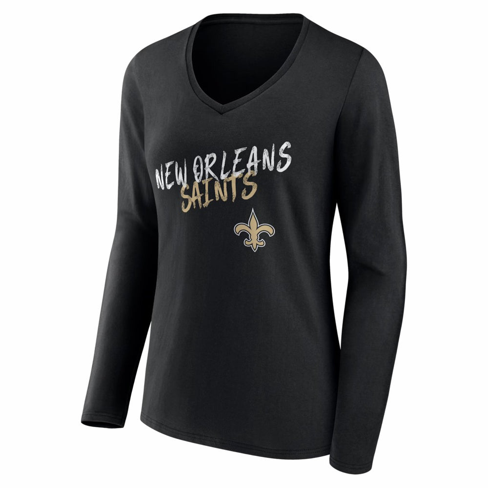 New Orleans Saints Women's Hustle Long Sleeve V-Neck T-Shirt - Black outlet