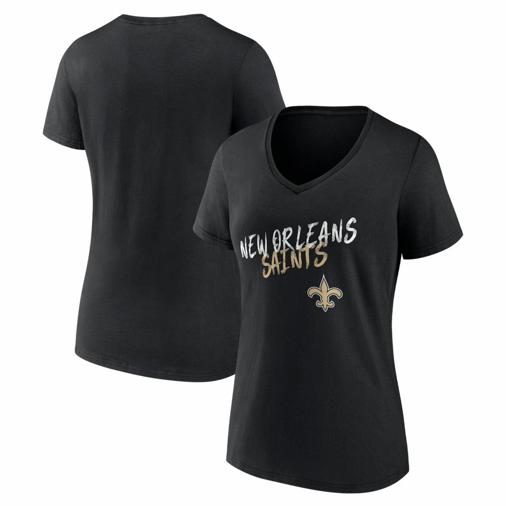 New Orleans Saints Women's Hustle V-Neck T-Shirt - Black cheap