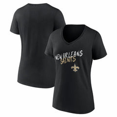 New Orleans Saints Women's Hustle V-Neck T-Shirt - Black cheap