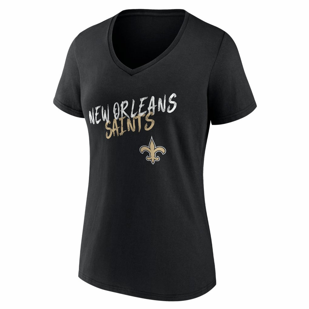 New Orleans Saints Women's Hustle V-Neck T-Shirt - Black cheap