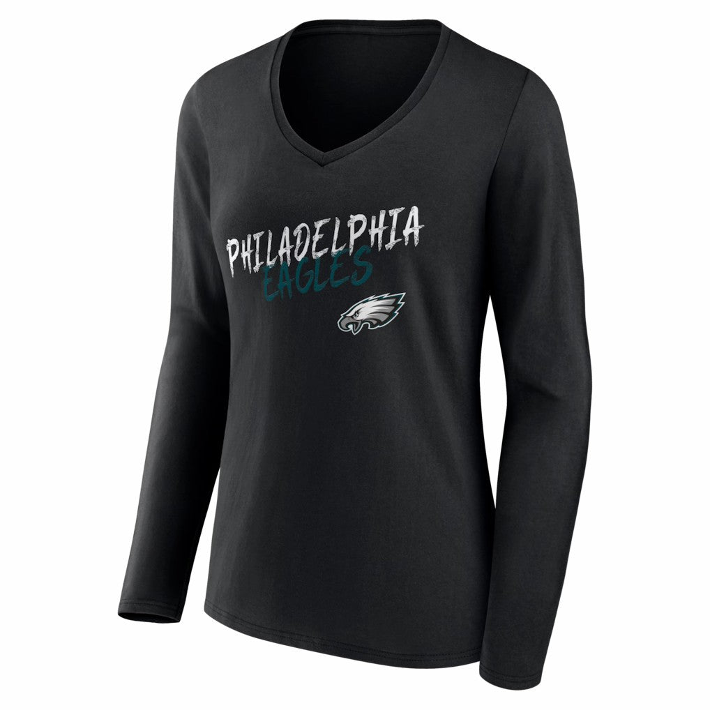 Philadelphia Eagles Women's Hustle Long Sleeve V-Neck T-Shirt - Black outlet