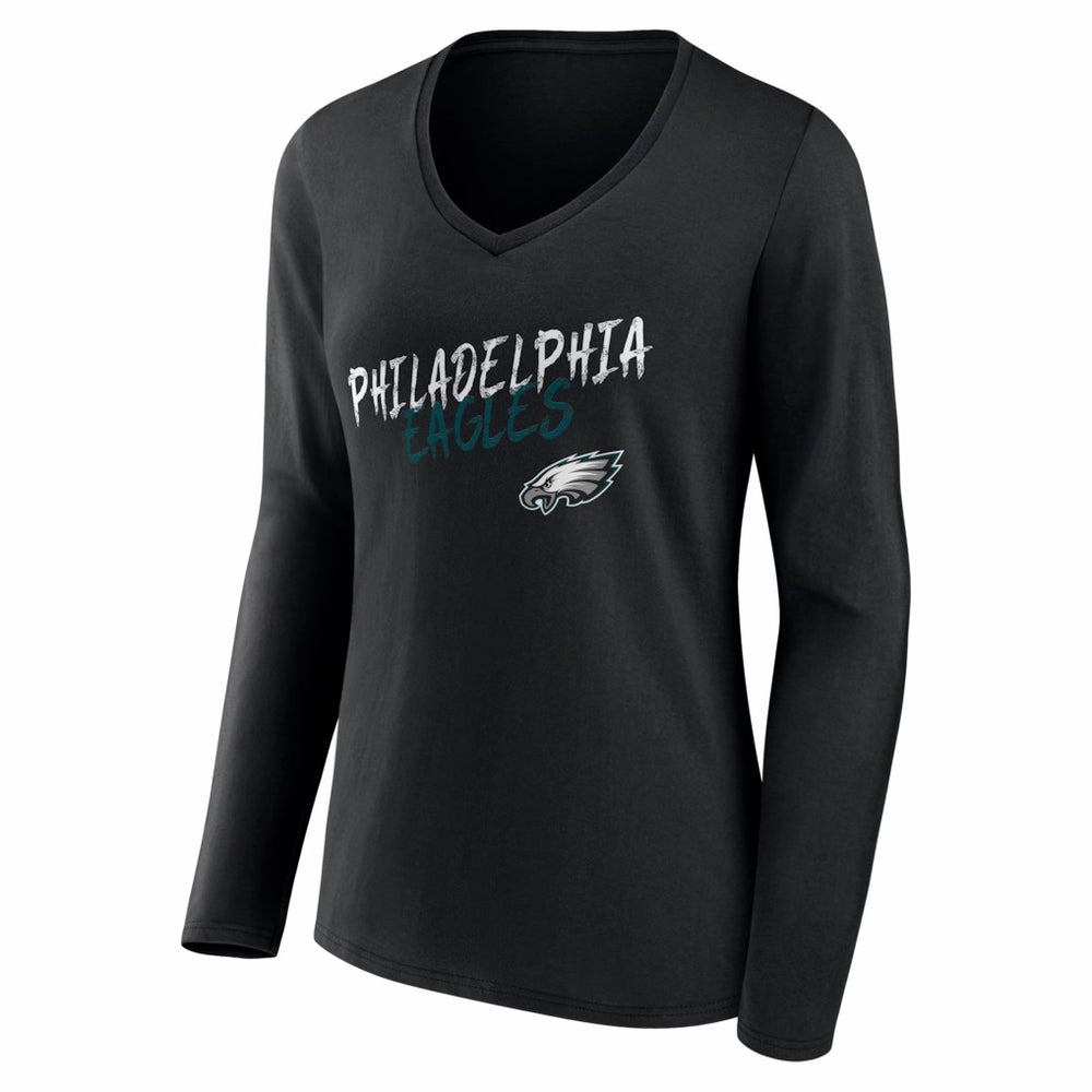 Philadelphia Eagles Women's Hustle Long Sleeve V-Neck T-Shirt - Black outlet