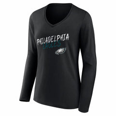 Philadelphia Eagles Women's Hustle Long Sleeve V-Neck T-Shirt - Black outlet