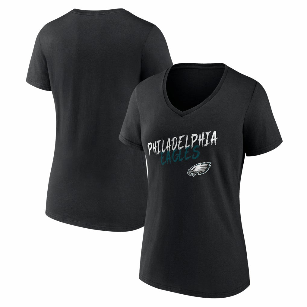Philadelphia Eagles Women's Hustle V-Neck T-Shirt - Black on sale