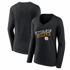 Pittsburgh Steelers Women's Hustle Long Sleeve V-Neck T-Shirt - Black online