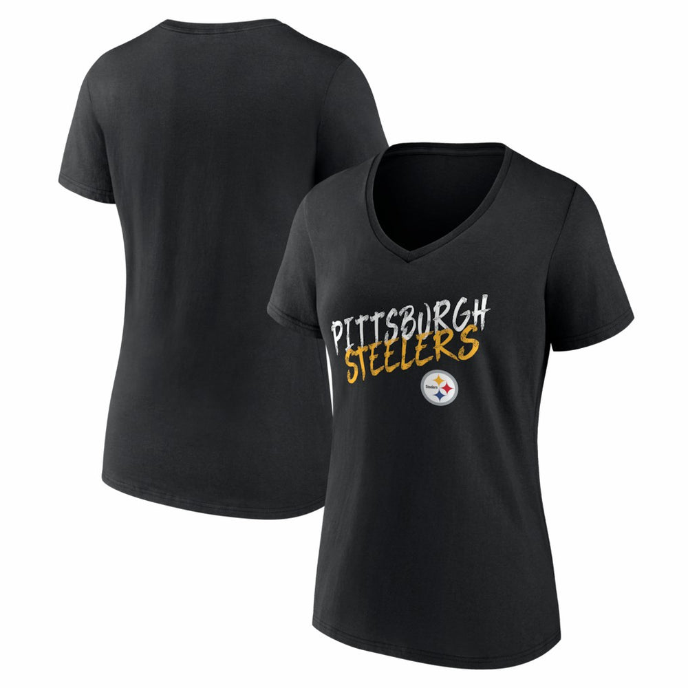 Pittsburgh Steelers Women's Hustle V-Neck T-Shirt - Black cheap