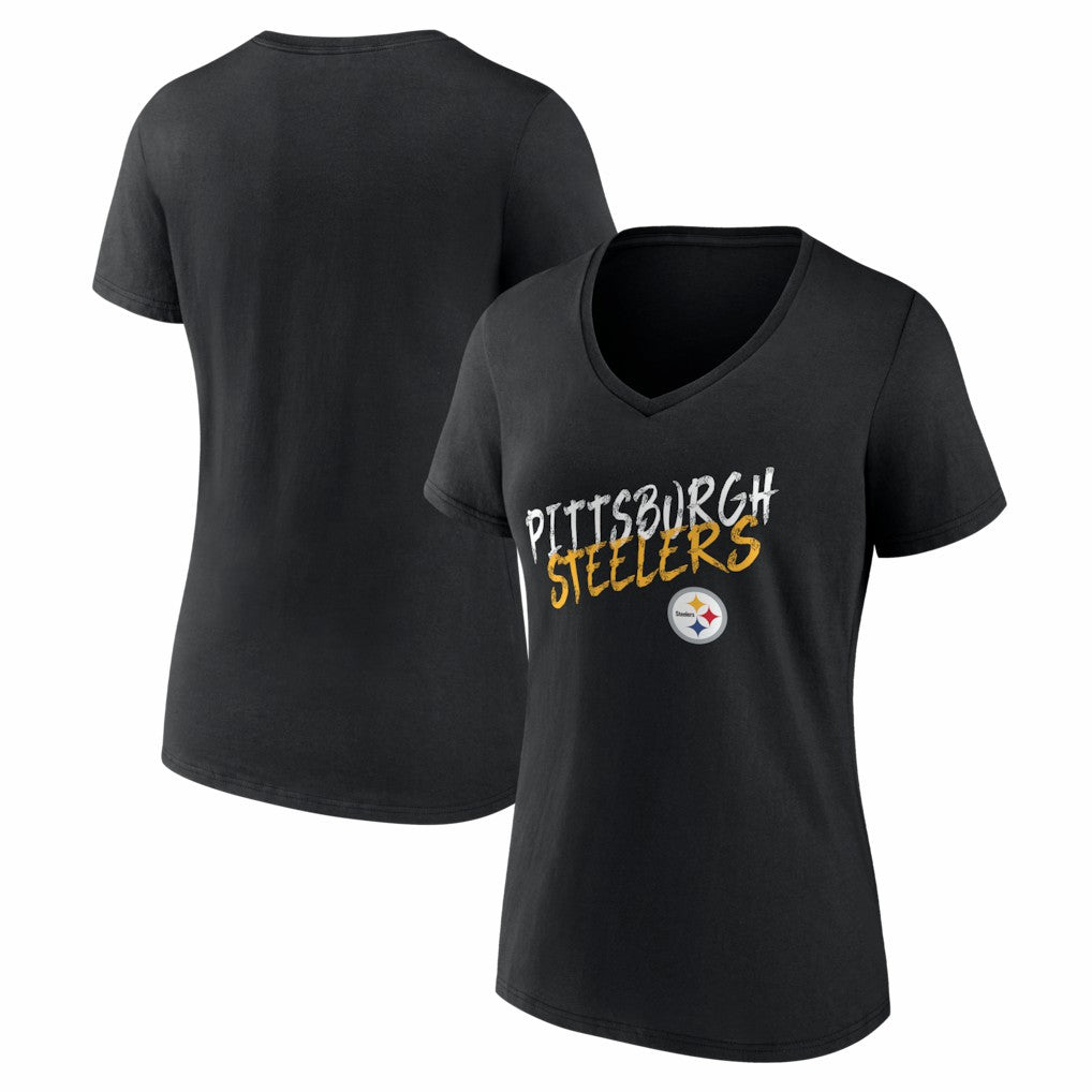 Pittsburgh Steelers Women's Hustle V-Neck T-Shirt - Black cheap