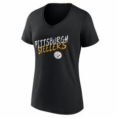 Pittsburgh Steelers Women's Hustle V-Neck T-Shirt - Black cheap