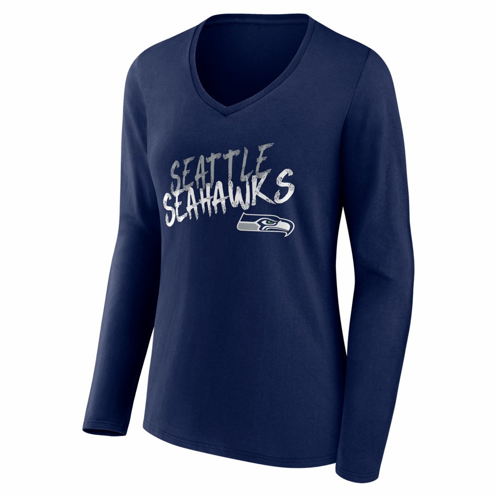 Seattle Seahawks Women's Hustle Long Sleeve V-Neck T-Shirt - College Navy cheap