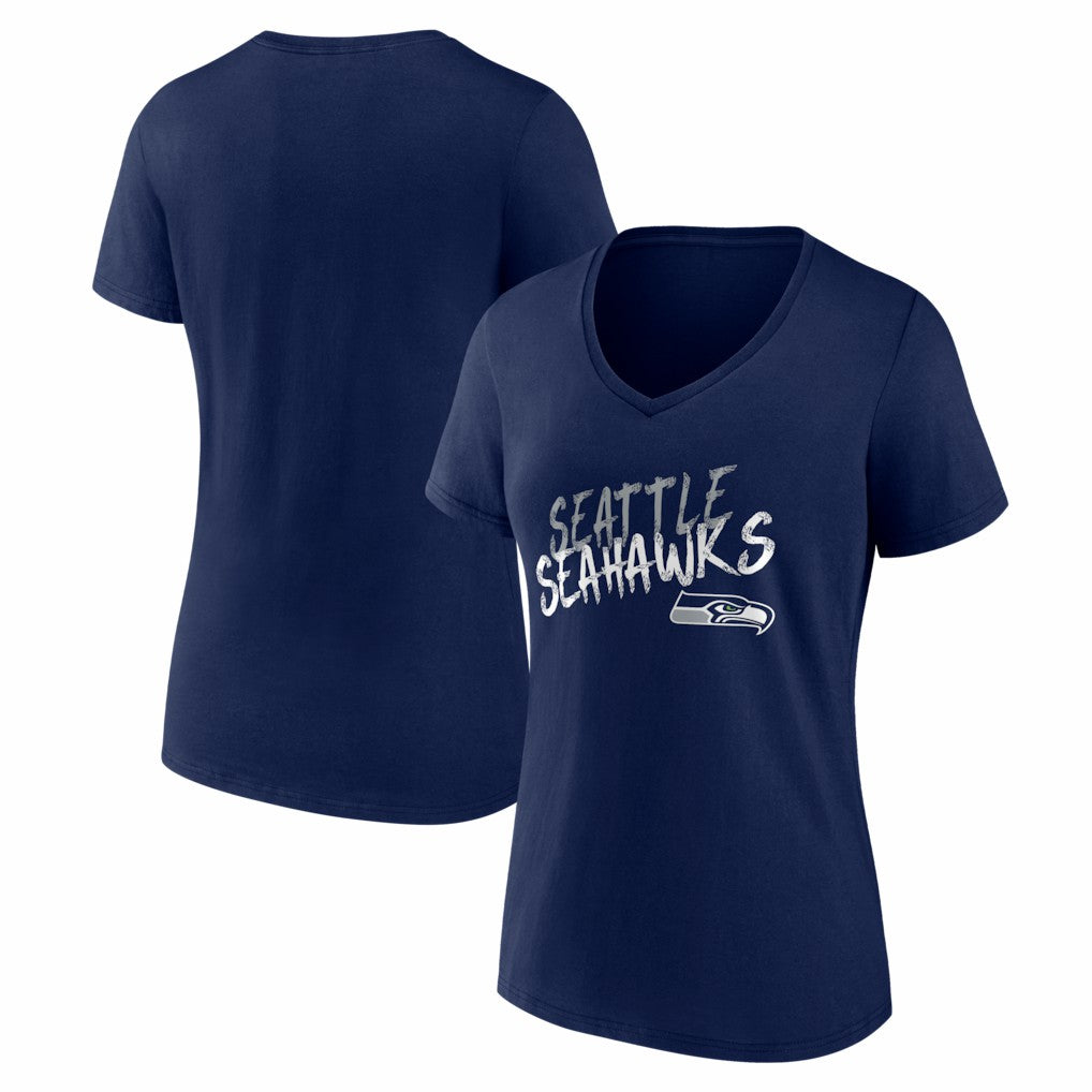 Seattle Seahawks Women's Hustle V-Neck T-Shirt - College Navy sale