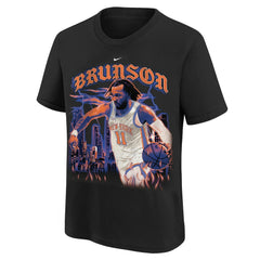Jalen Brunson New York Knicks Youth City Edition Player T-Shirt - Black for sale