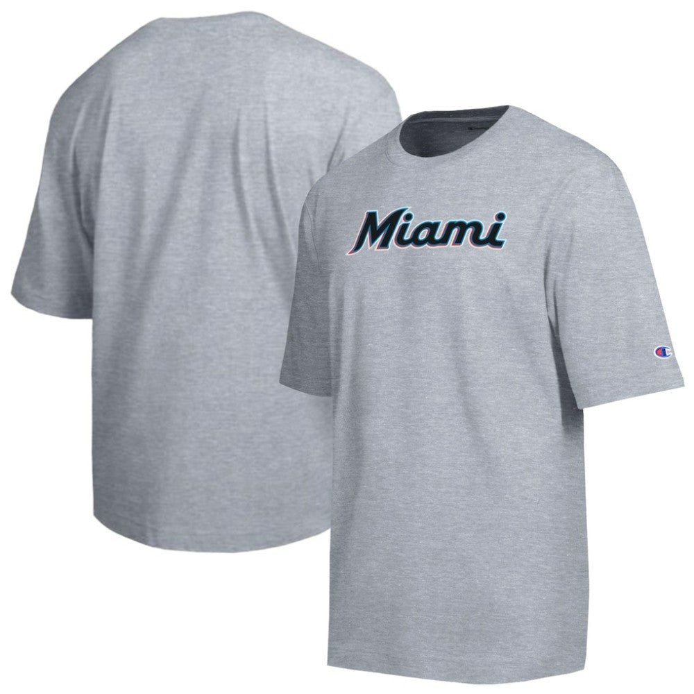 Miami Marlins Champion All Star Chenille Wordmark T-Shirt Gray