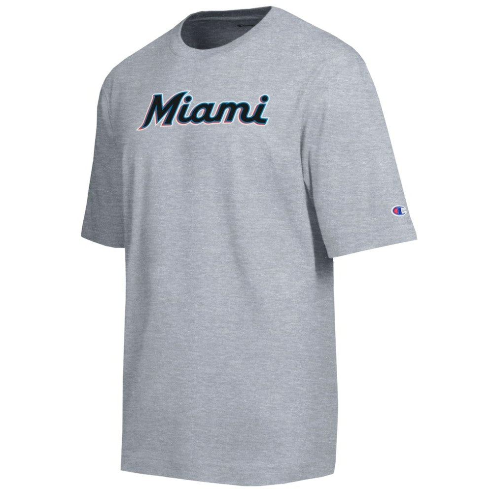 Miami Marlins Champion All Star Chenille Wordmark T-Shirt Gray