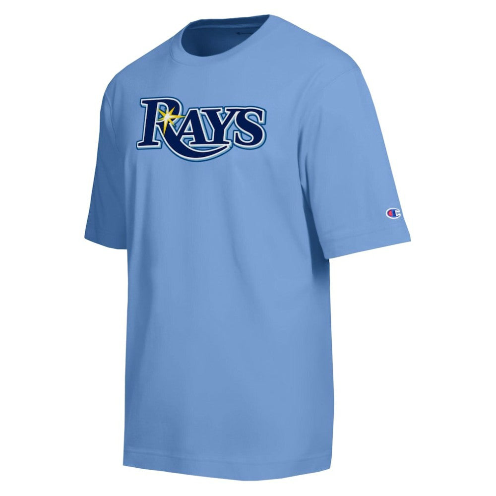 Tampa Bay Rays Champion All Star Chenille Wordmark T-Shirt Light Blue