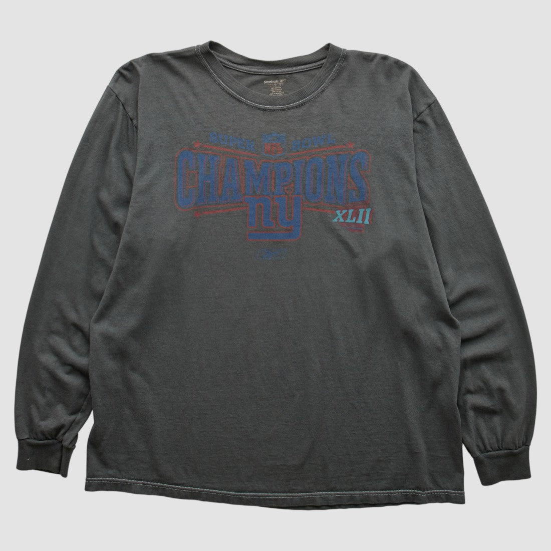 New York Giants Reebok 2008 Long Sleeve T-shirt - Charcoal Vintage cheap