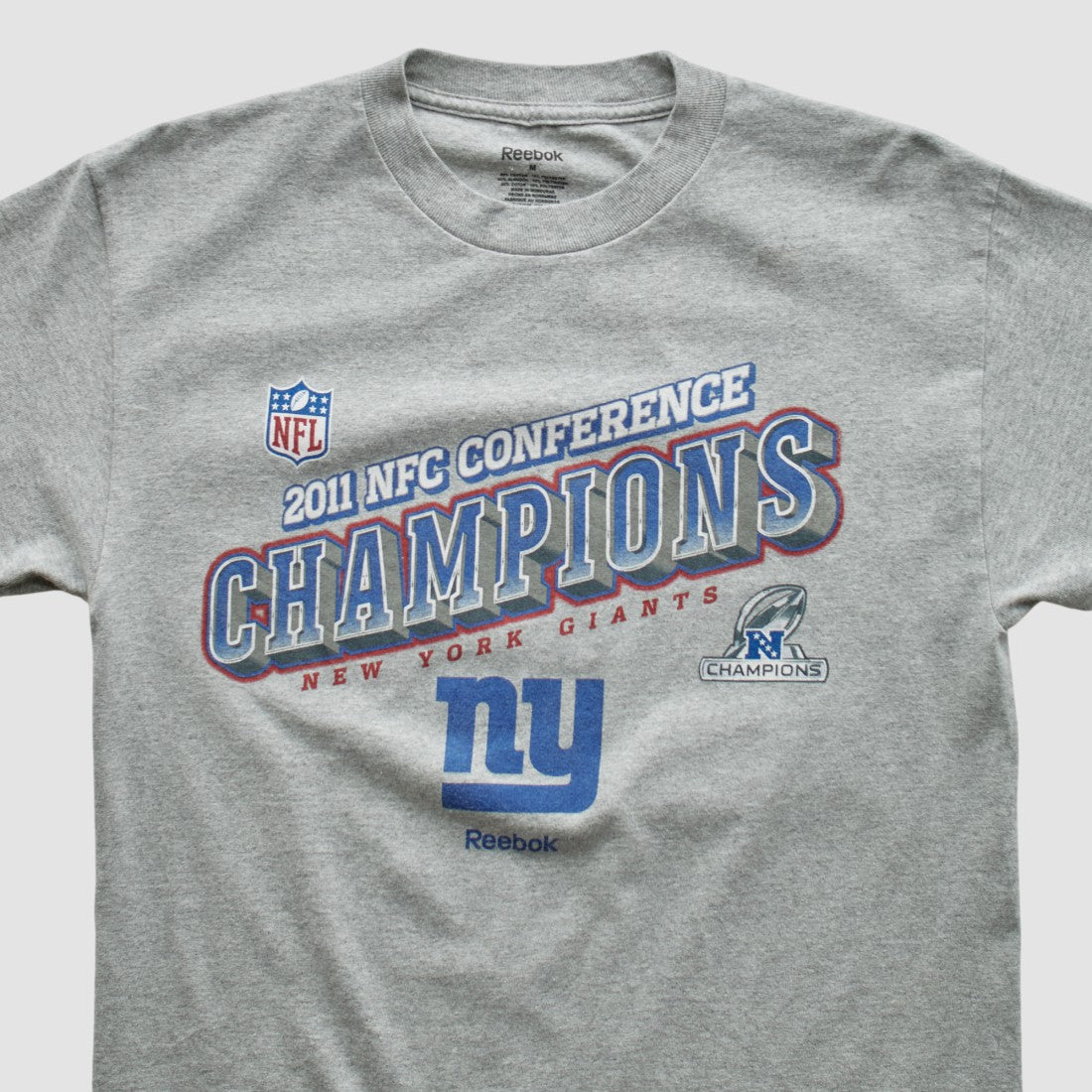 New York Giants Reebok 2011 T-shirt - Heather Gray Vintage on sale