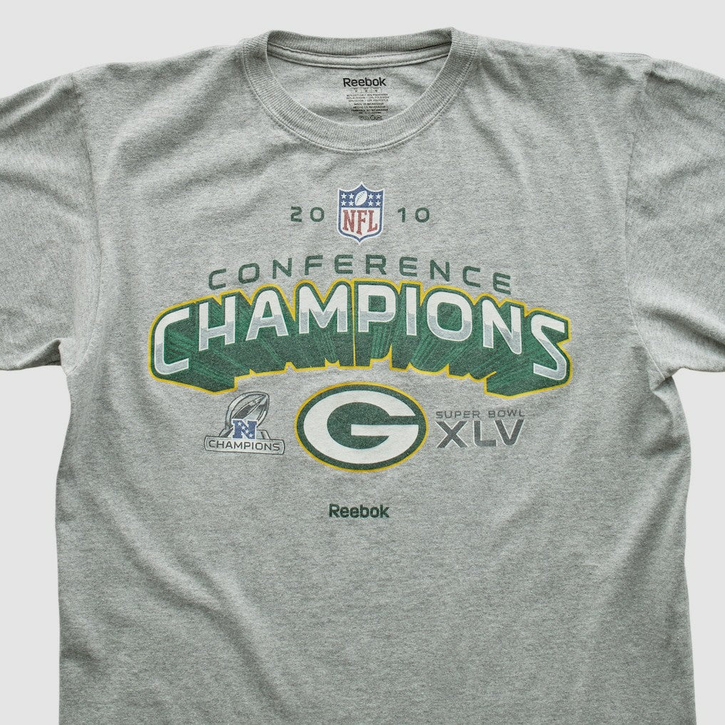 Green Bay Packers Reebok 2010 T-shirt - Heather Gray Vintage for sale