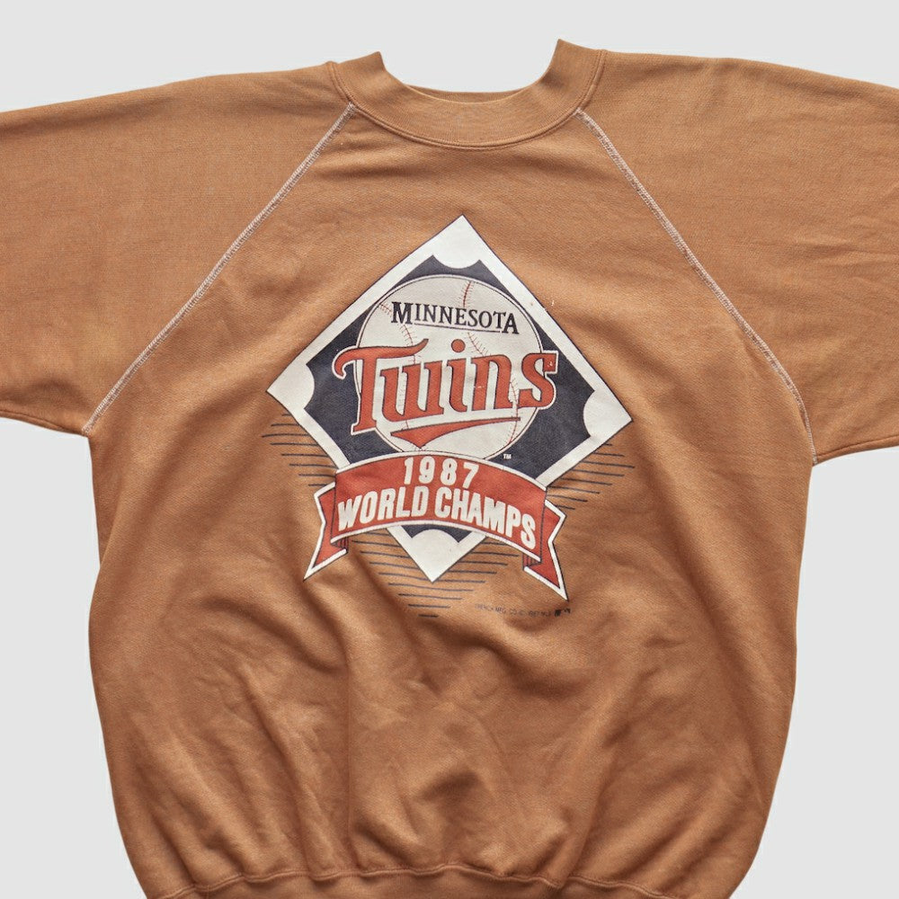 Minnesota Twins Trench 1987 Pullover Sweatshirt Tan Vintage