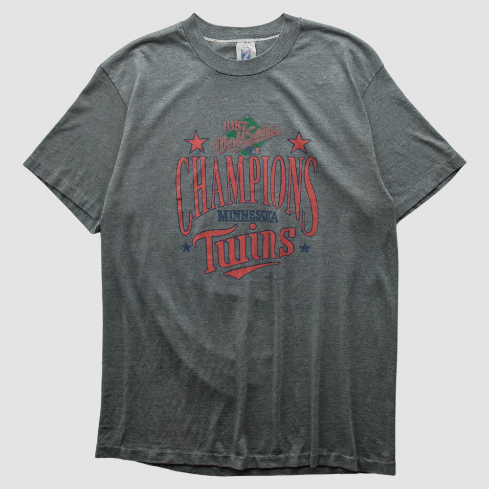 Minnesota Twins Logo 7 1987 T-shirt Dark Heather Gray Vintage