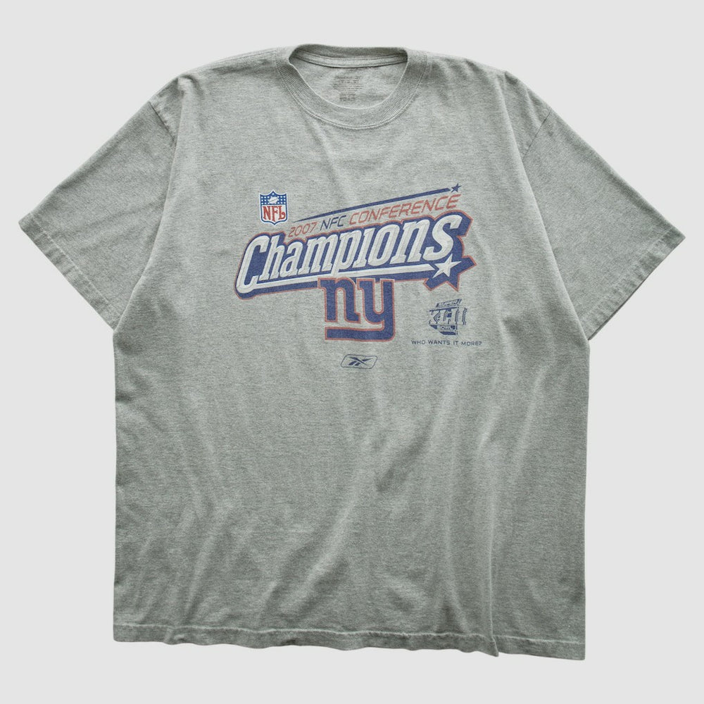 New York Giants Reebok 2007 T-shirt - Heather Gray Vintage sale