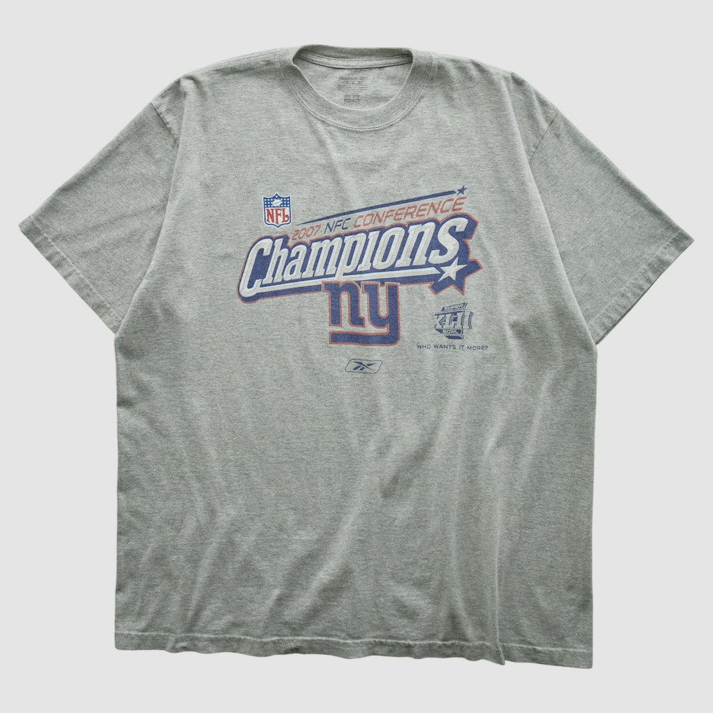 New York Giants Reebok 2007 T-shirt - Heather Gray Vintage sale
