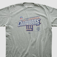New York Giants Reebok 2007 T-shirt - Heather Gray Vintage sale