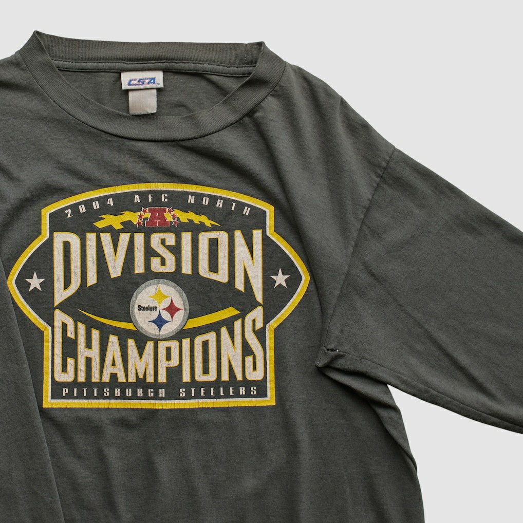 Pittsburgh Steelers CSA 2004 Long Sleeve T-shirt - Charcoal Vintage on sale