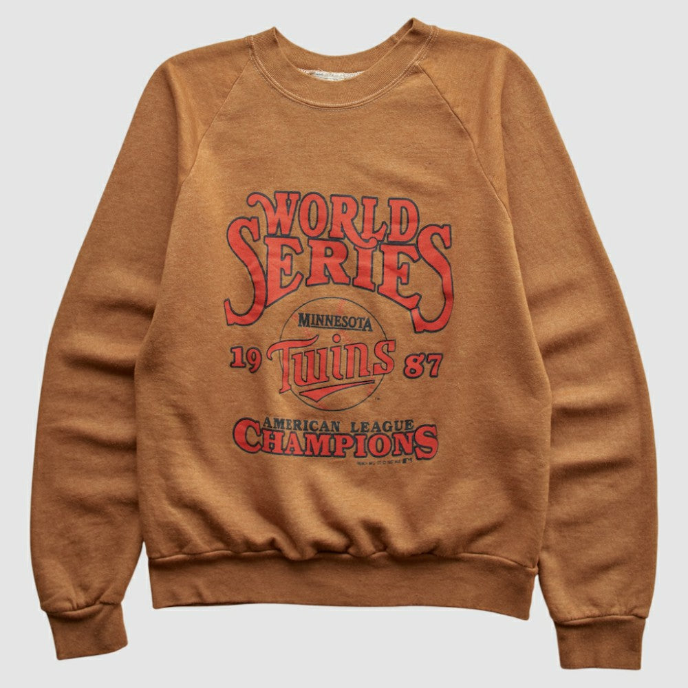 Minnesota Twins Fun Fleece 1987 Pullover Sweatshirt Brown Vintage
