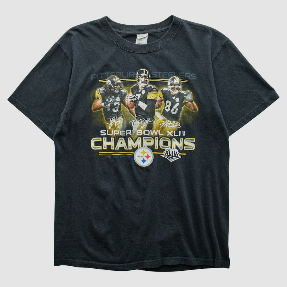 Pittsburgh Steelers Anvil 2009 T-shirt - Black Vintage cheap