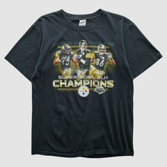 Pittsburgh Steelers Anvil 2009 T-shirt - Black Vintage cheap