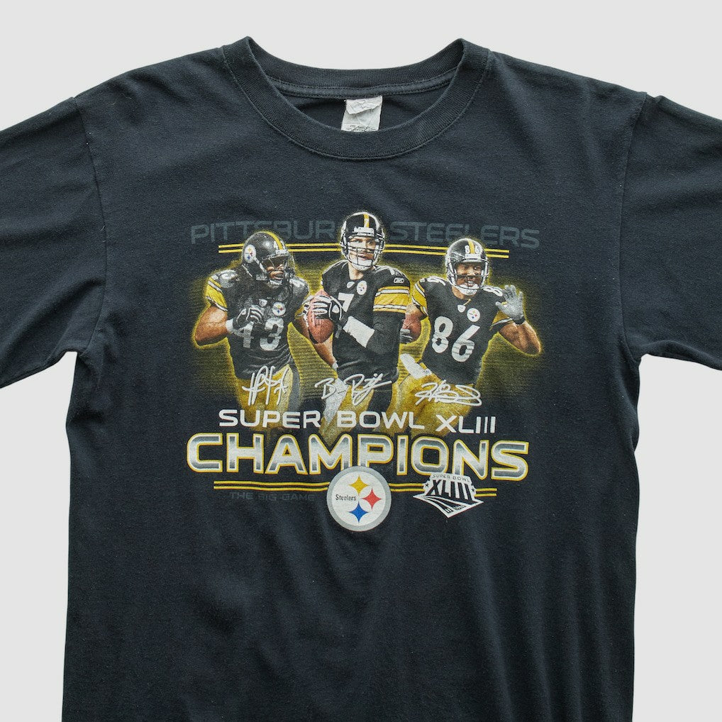 Pittsburgh Steelers Anvil 2009 T-shirt - Black Vintage cheap
