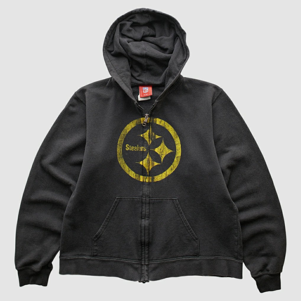 Pittsburgh Steelers NFL 2000s Hooded Full Zip Sweatshirt - Black Vintage cheap