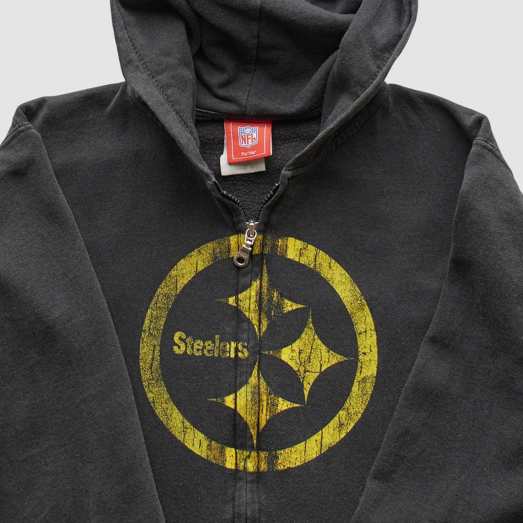 Pittsburgh Steelers NFL 2000s Hooded Full Zip Sweatshirt - Black Vintage cheap