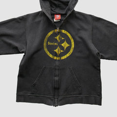 Pittsburgh Steelers NFL 2000s Hooded Full Zip Sweatshirt - Black Vintage cheap