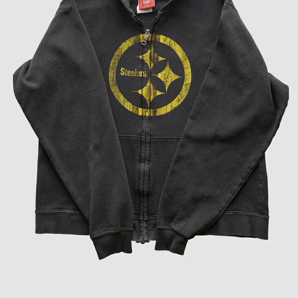 Pittsburgh Steelers NFL 2000s Hooded Full Zip Sweatshirt - Black Vintage cheap