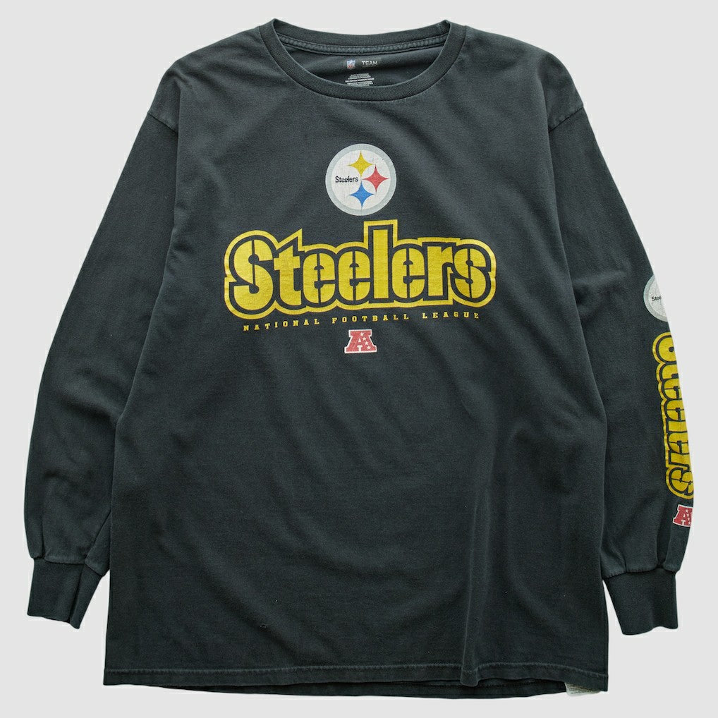 Pittsburgh Steelers NFL 2000s Long Sleeve T-shirt - Black Vintage discount