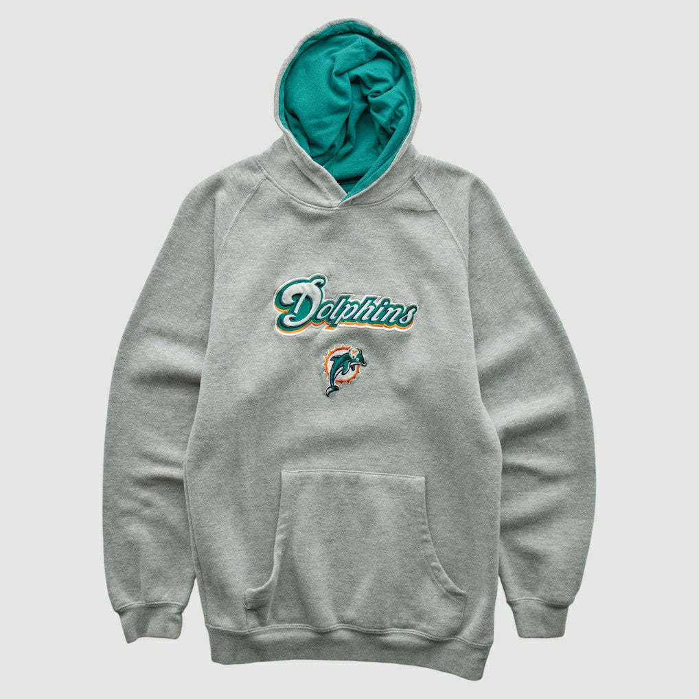 Miami Dolphins NFL 2000s Hooded Pullover Sweatshirt - Heather Gray Vintage for sale