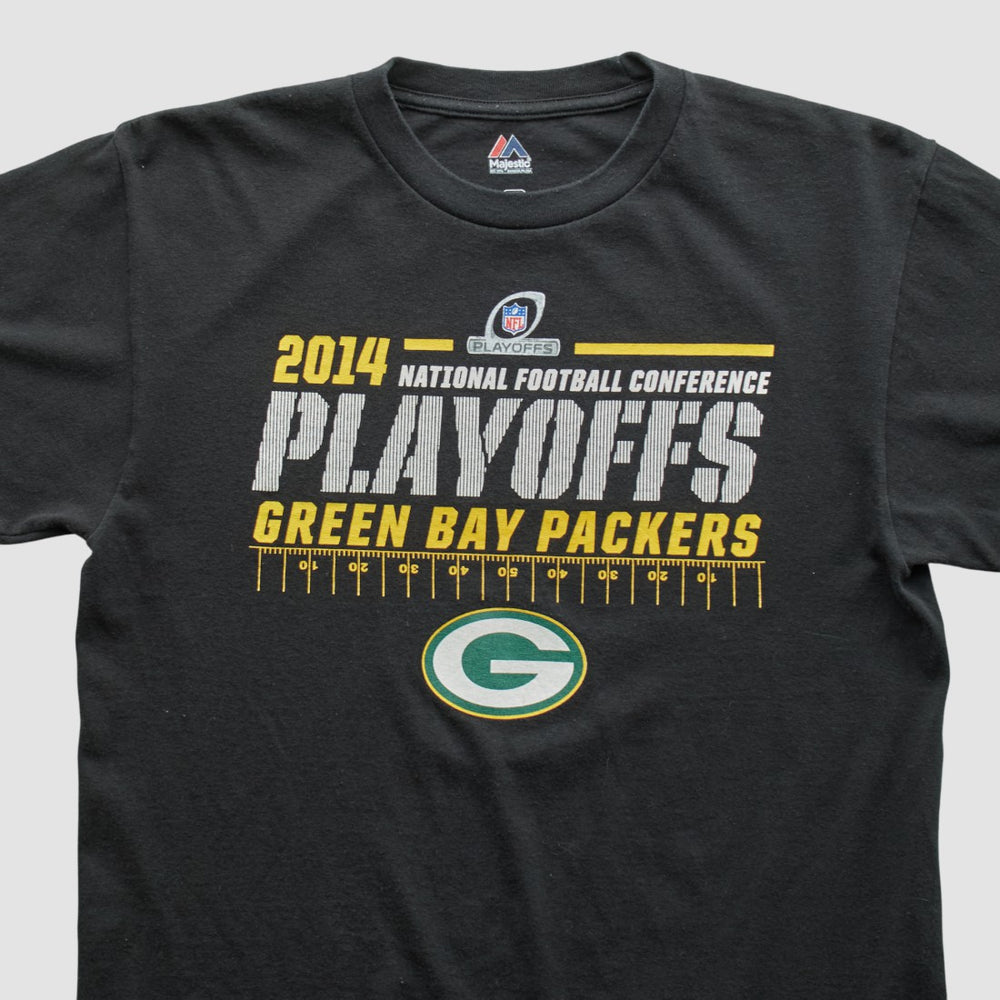 Green Bay Packers Majestic 2014 T-shirt - Black Vintage for sale