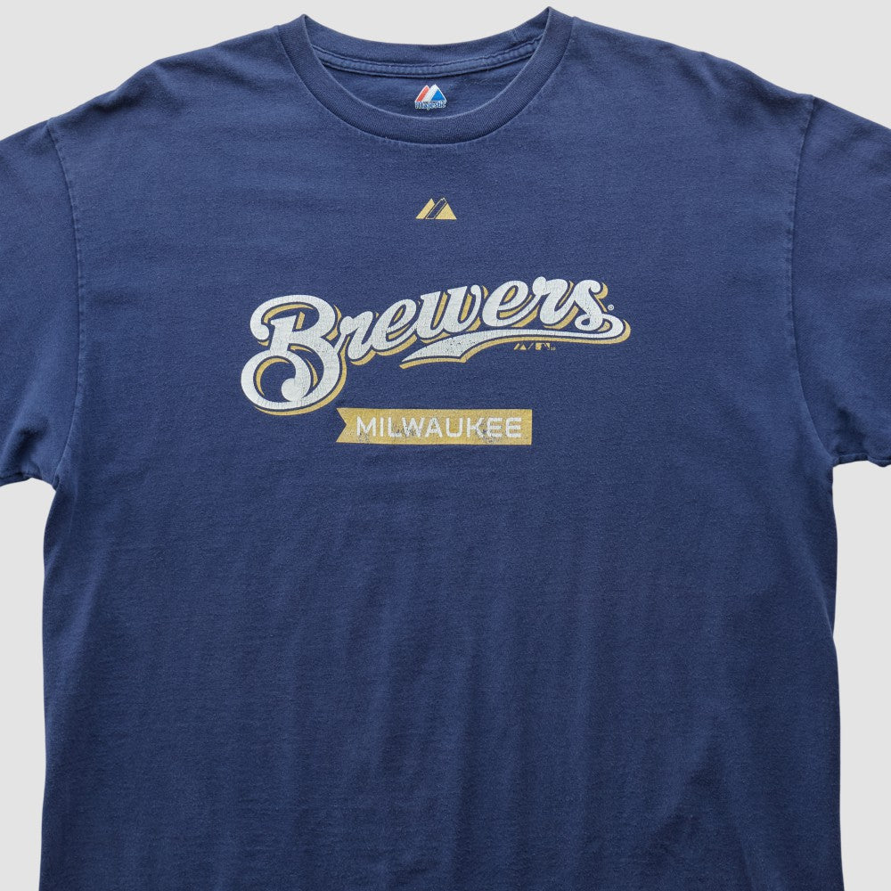 Milwaukee Brewers Majestic 2010 T-shirt Navy Vintage