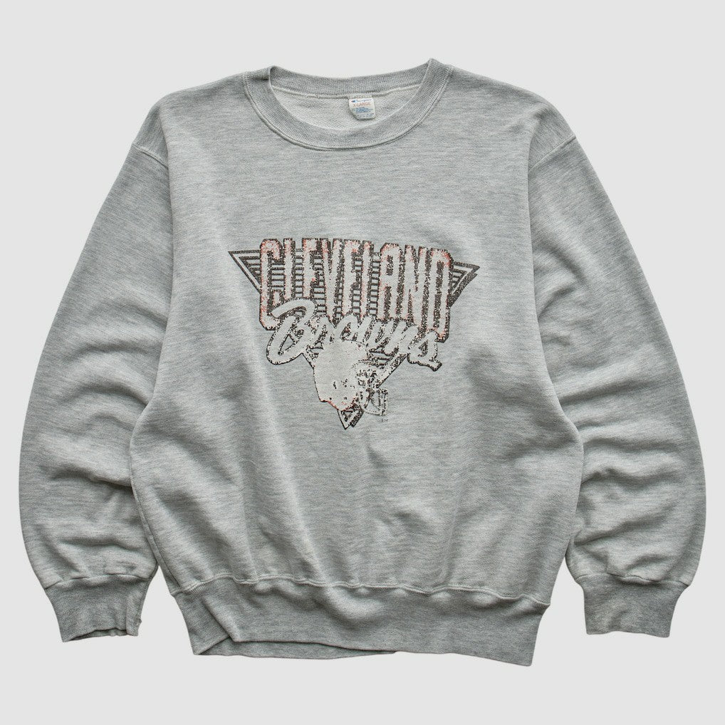 Cleveland Browns Champion 90s Pullover Sweatshirt - Heather Gray Vintage sale