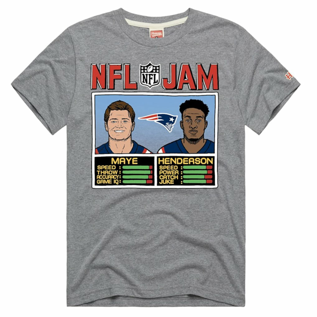 Drake Maye & TreVeyon Henderson New England Patriots Homage Unisex NFL Jam Tri-Blend T-Shirt - Gray online