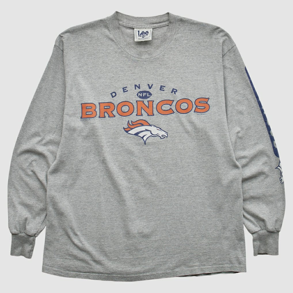 Denver Broncos Lee Apparel 2000s Long Sleeve T-shirt - Heather Gray Vintage discount