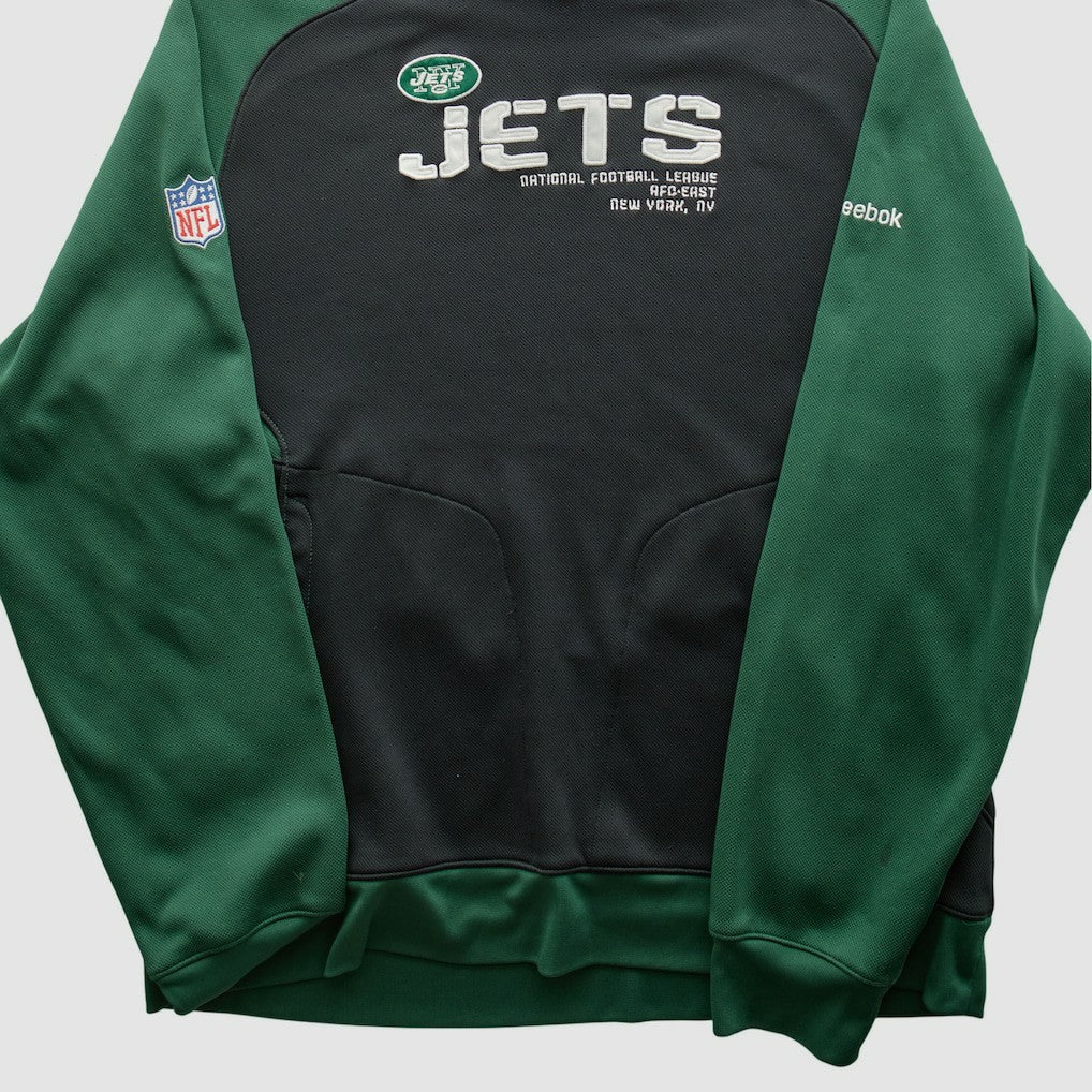 New York Jets Reebok 2010s Hooded Pullover Sweatshirt - Black Vintage discount